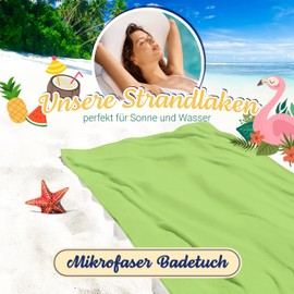 ZOLLNER Microfibre Beach Towel - Lightweight and Absorbent Towel in 90 x 180 cm - with Practical Carry Bag - Green - Washable up to 60 °C