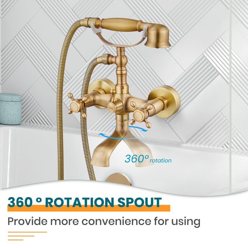 gotonovo Wall Mount Clawfoot Bathtub Faucet with HandHeld Spray and