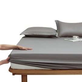 Fitted Sheet, 100% Cotton, Bed Cover, Bed/Mattress/Futon Compatible, Mattress Cover, Bed Sheet, All Seasons, No Pilling, Washable, Absorbent, Quick Drying, Easy to Put on and Take Off, Antibacterial,