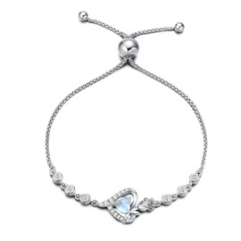 AGVANA June Birthstone Jewelry Moonstone Bracelet for Women Sterling Silver Tennis Bracelet Rose Flower Heart Bolo Bracelets Anniversary Birthday Gifts for Women Mom Wife Her