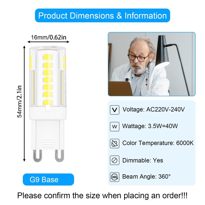ZHENMING 3.5W G9 LED Bulb Dimmable 40W Halogen Equivalent, Daylight
