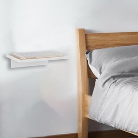 EHKIT Small Floating Shelf Heavy Acrylic Adhesive Stick on Sticky Strips/Nail Screws Wall Mount Bathroom Organizer Wipes Phone Glasses Essential Oil Perfume (White)