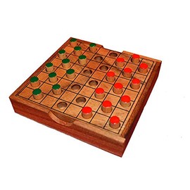 Dame Box Large Strategy Game Color Checker for 2 People with Thicker Wooden Plugs Small Travel Game for Young and Old, Garwood Children's Game, Board Game, Strategy