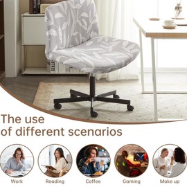 Levoberg Armless Criss Cross Office Desk Chair Cover Slipcovers Printed Vanity Desk Chair Covers Armless Cross Legged Wide Chair Covers Accent Mid Back Wide Swivel Task Chair Protector #14