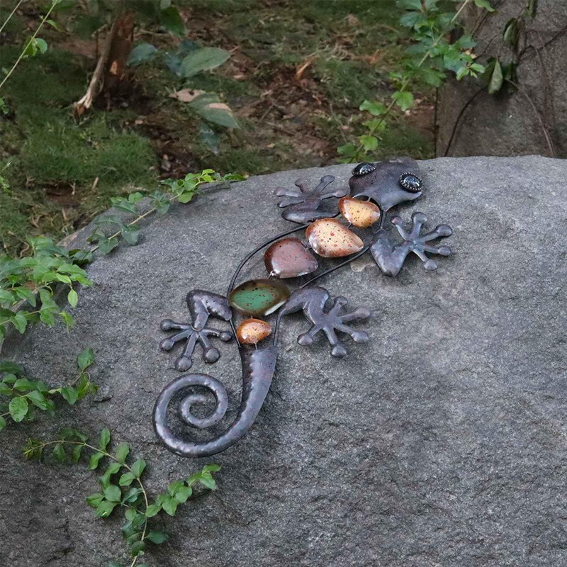 Dexlyn Metal Gecko Garden Decoration, Metal Wall Decoration, Lizard Sculpture,