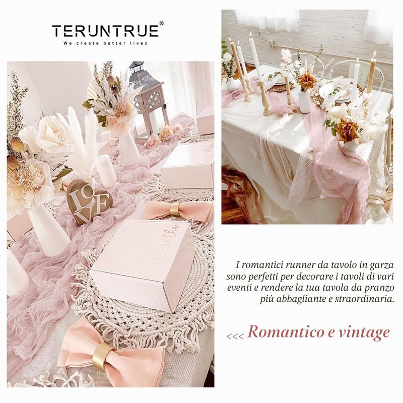 Teruntrue Confezione da 24 Runner da Tavola in Garza Rosa