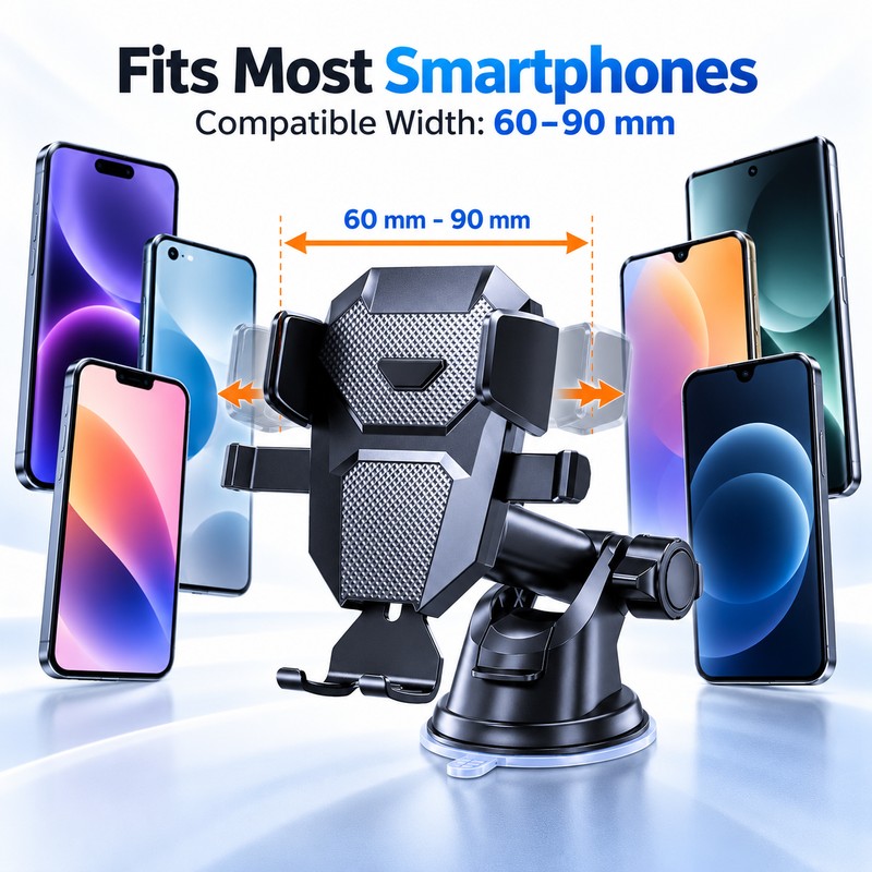 Car Phone Mount for Dashboard, Windshield & Air Vent, Telescopic