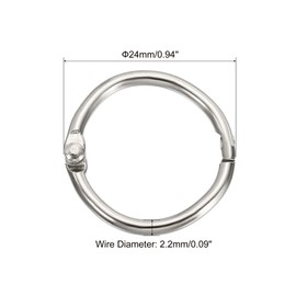 PATIKIL 24mm Diameter Binder Rings - 20pcs Detachable Metal Book Loose Leaf Rings for Home Office Index Cues Revision Cards Silver Tone