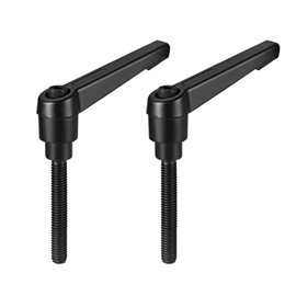 uxcell M6 x 32mm Handle Adjustable Clamping Lever Thread Push Button Ratchet Male Threaded Stud Knobs Locking Rotating Screw Handles Quick Release Bolt Black 2pcs