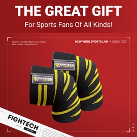 FIGHTECH - Rodilleras para levantamiento de pesas, 82 pulgadas de largo, hombres y mujeres, ideal para sentadillas, prensa de piernas, entrenamiento cruzado, culturismo y gimnasio