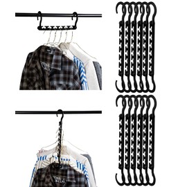 Mr. Pen- Space Saving Hangers for Clothes, 12 pcs, Black, Plastic Multi Clothes Hangers Space Saving, 6 Slots, 360° Rotating Hooks