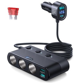 Adaptador de encendedor de cigarrillos 7 en 1, adaptador de cargador de coche JOYROOM con carga PD30W (cable de 3.3 pies), divisor de encendedor de cigarrillos de 24 V/12 V con interruptores