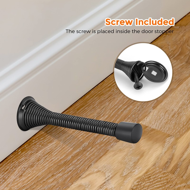 Ravinte Door Stoppers, 12 Pack Black Spring Door Stops with