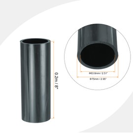 MECCANIXITY 3 Inch PVC Rigid Tube Round Pipe 63.8mm ID 75mm OD 20cm/8" Length Dark Grey High Impact for Water Pipe, Crafts