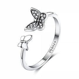 Ring for women made of silver made of two butterflies. Rings for women made of silver with silver or gold surface. Women's jewellery ideal for couples, mothers, girlfriends. Women's rings silver, Gold