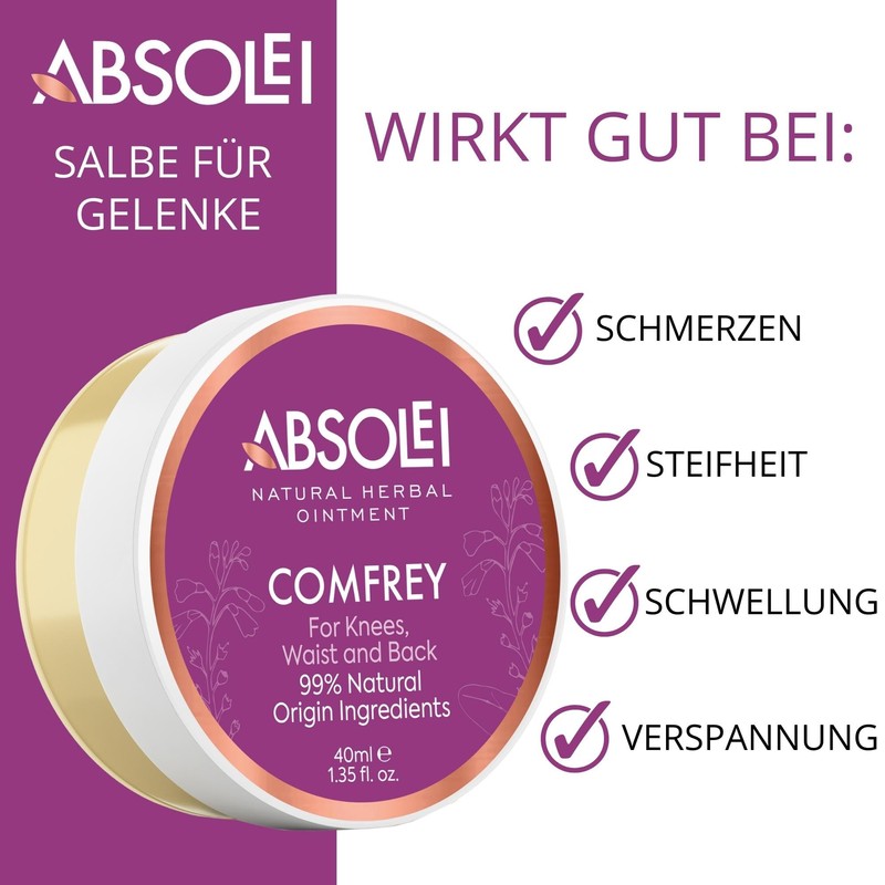 Absolei Comfrey Ointment, Natural Joint Ointment for Pain, Stiffness, Swelling