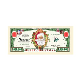 American Art Classics Merry Christmas Santa Claus Million Dollar Bill - Comes in Currency Holder - Collectible Novelty St. Nick Million Dollar Bills - Best Fun Stocking Stuffer Gift