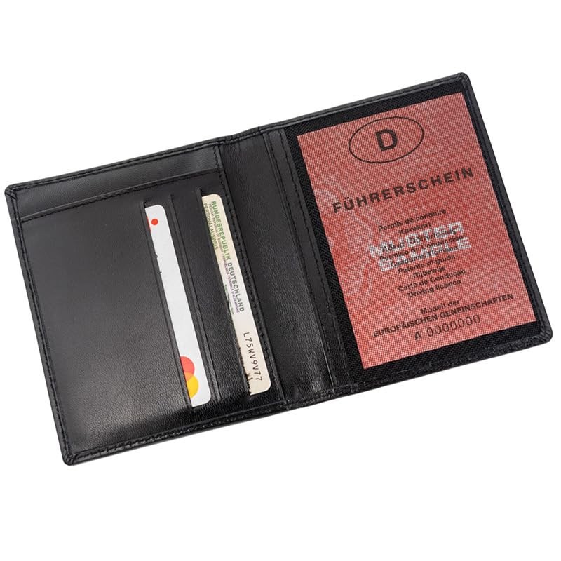 Jadani Car Ticket Wallet Made of Soft Cowhide Leather, black,