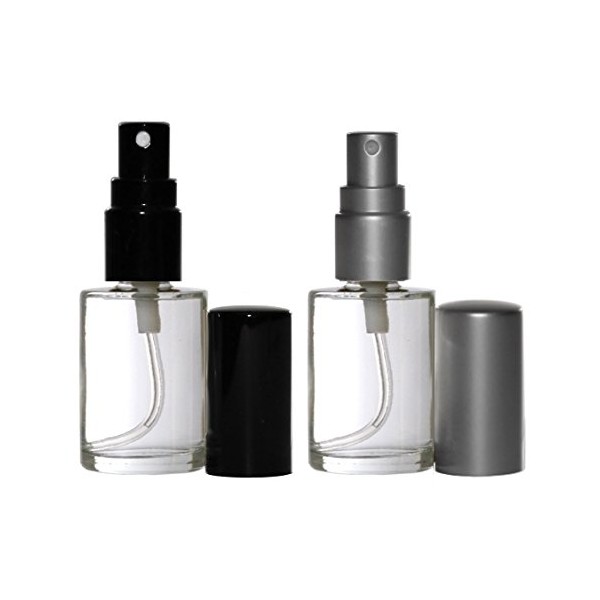 Riverrun Perfume Atomizers Empty Refillable Round Glass Bottles Black and