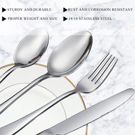 Teaspoon Set,6 Piece 6.7" Spoons Silverware, Premium Food Grade 18/10 Stainless Steel Tea Spoons, Metal Dessert Spoon, Durable Kitchen Spoon Set, Mirror Finish & Dishwasher Safe