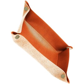 BlissLeather Luxury Genuine Leather Tabletop Multi Tray Jewelry Tray Key Rest Square Folding, Camel M