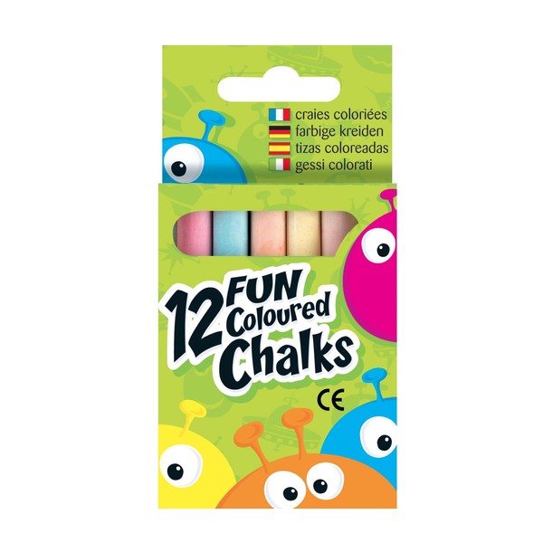 Fun Coloured Chalk (Pack of 12)