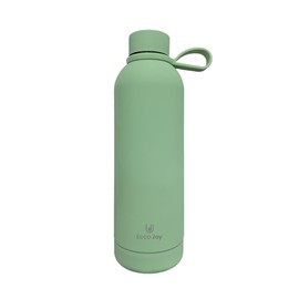 Ecco Joy Reusable Stainless Steel water bottles - insulated Water Bottle - Thermos soft touch - neck tags - travel water bottle - Hot or Cold - Green