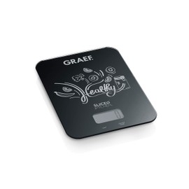 GRAEF KS 202 Digital Kitchen Scales, Black, Easy to Clean Glass Surface, Weighing Function up to 5 kg, Intelligent Tare Weighing Function