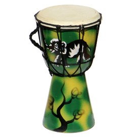 Wogeka - 25 cm Djembe - Bongo with Airbrush Painting Elephant Green as a Gift Idea Africa Style Drum Drum 20