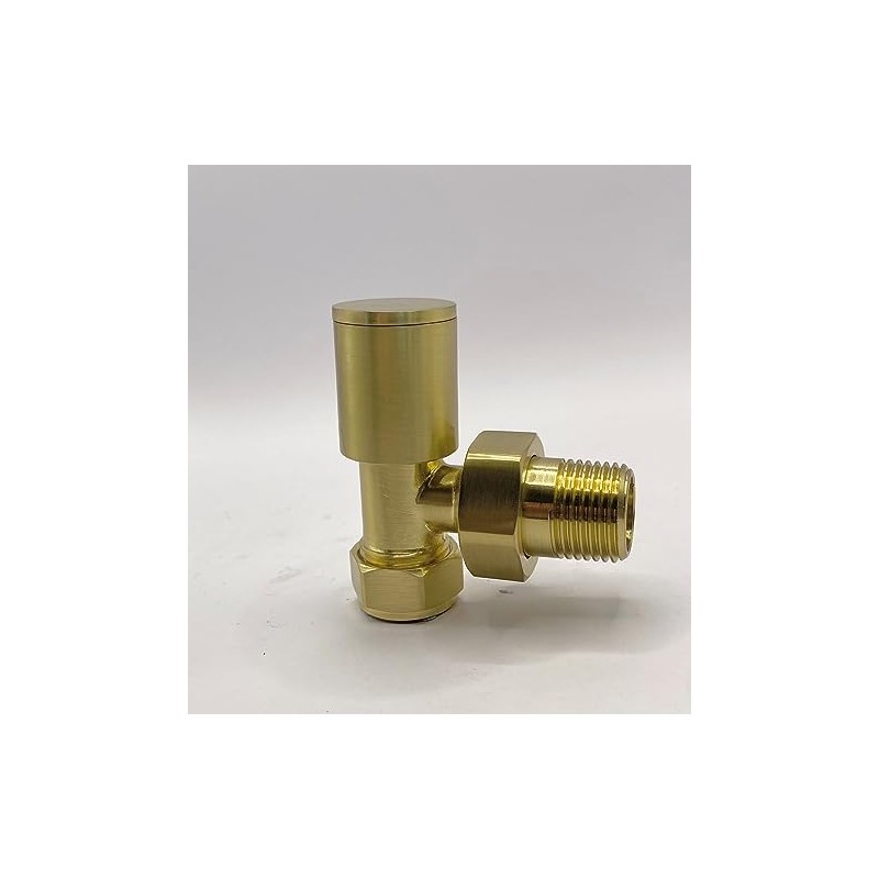 Greened House Alton Brushed Brass/Gold Angled Towel Rail Valves 1/2"