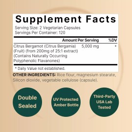 CitrusBergamot Citrus Bergamot 5000mg 240 Caps Antioxidant Vegan/NonGMO USA Extra Strength