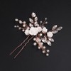 Teyglen Bridal Flower Hair Pins Rose Gold Pearl Crystal Hair