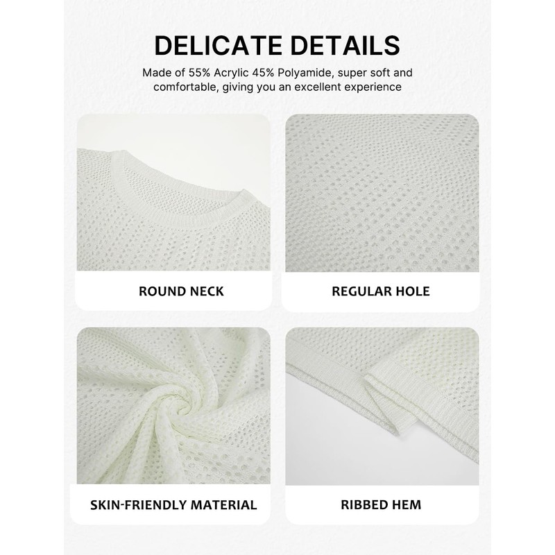 Bsubseach Crochet Tops for Women Short Sleeve Cover Ups for