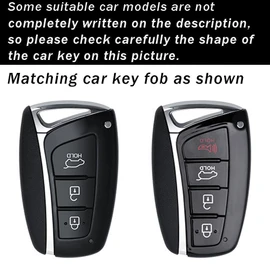 ontto Key Case Fit for Hyundai Key Remote,Stylish Key Holder for Genesis Santa Fe Key Fob,Metal and Leather Key Shell for Equus Azera Key Fob,Full Protection Key Cover Brown