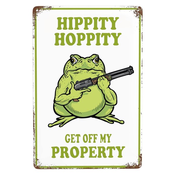 Frog Room Sign Funny Metal Tin Signs Vintage Bedroom Door Decor Hippity Hoppity Get Of My Property Sign No Trespassing Signs Warning Sign Retro Frogs Home Wall Decor For Home Room Rules Sign 8 X 12 In