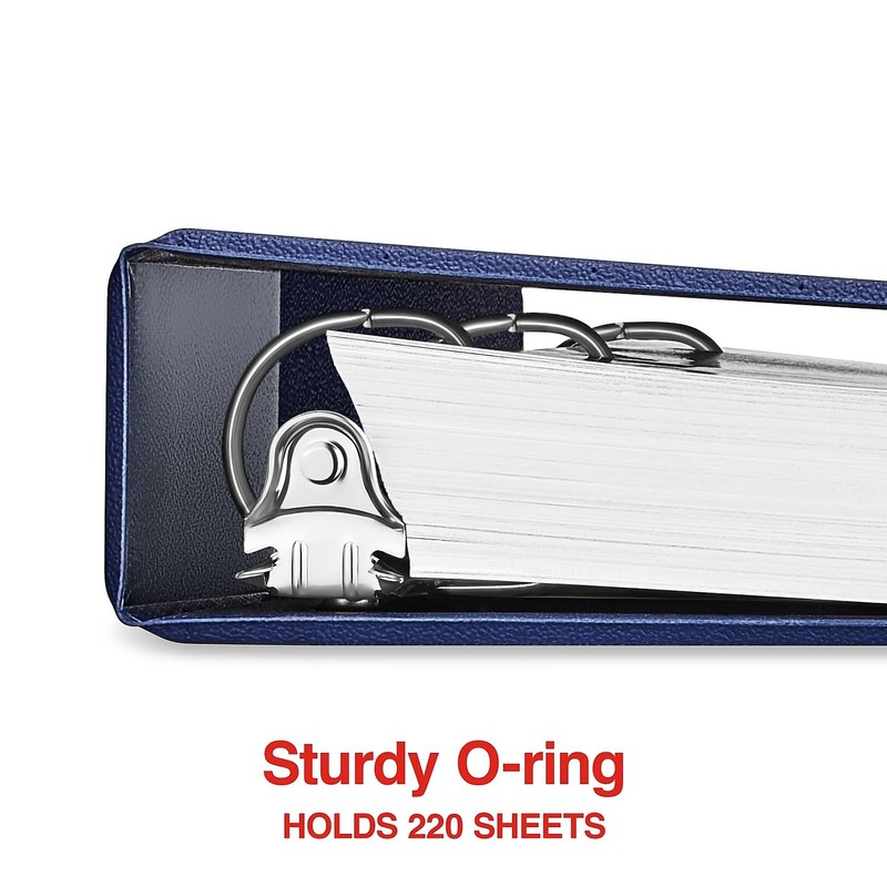 Staples Standard Non‑View Binder, 1" Round Ring, Blue, Durable 3‑Ring