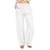 CHARTOU Women's Summer Drawstring Waist Wide Leg Loose Cotton Linen