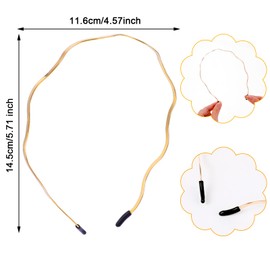 Tyqour Pack of 2 Gold Headbands, Women's Metal Wave Hair Band, Gold, Silver, Thin Headband, Non-Slip Wavy Blonde Headband, Elastic Hair Bands for Outdoor Sports, Fitness, Daily Make Up