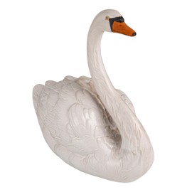 Creative Co-Op Stoneware Swan Decor, White, Black and Orange Color