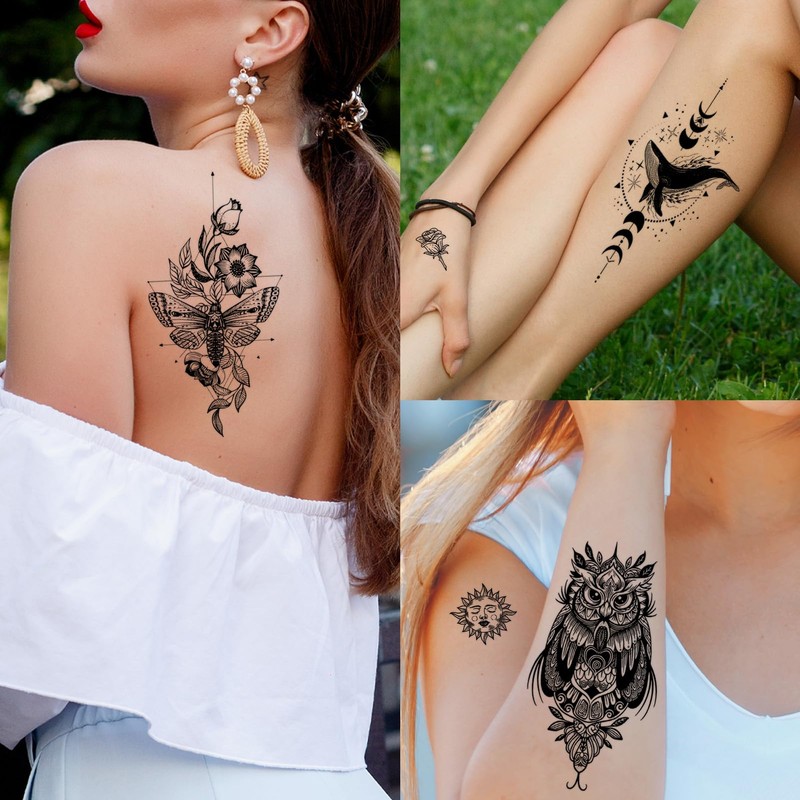 winthrop 80 Sheets Tiny Temporary Tattoos for Adult – Black