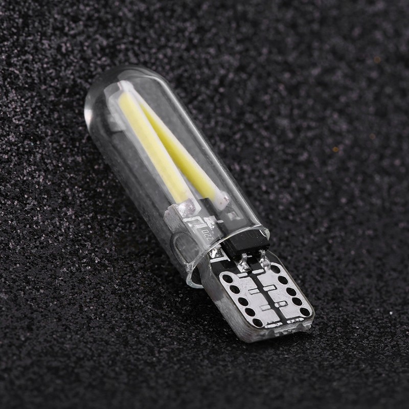 10pcs 12V W5W T10 194 Glass COB Filament LED Car