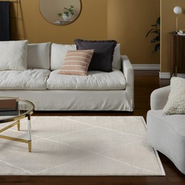 TOWN & COUNTRY LUXE Tretta Contemporary Diamonds Area Rug with Plush High-Low Texture, Ivory, 5'2"x7'2"