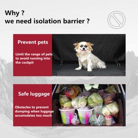 Car Rear Seat Isolation Barrier Net Back Pet Dog Seat Divider for Wrangler JK JL Unlimited 2007-2025 Gladiator JT Truck 2 Door 4 Door for Pet Children Safe Drive (Black)