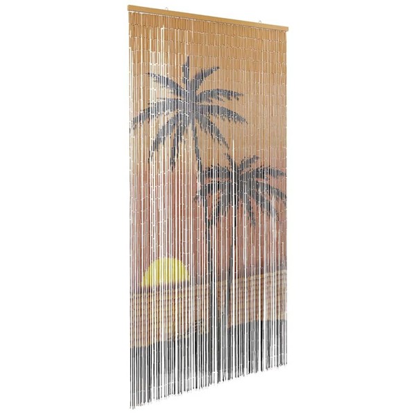 vidaXL Insect Door Curtain Palm Print 100x220cm Bamboo, Fly Curtain,