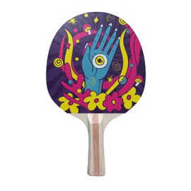 TigerTail Sports Psychedelic Hand Colorful Design Ping Pong Paddle, Premium 5 Ply Table Tennis Racket (Black on Back)