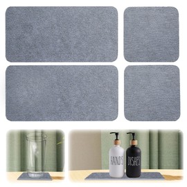 GAESHOW Pack of 4 Water-Absorbent Diatomite Drink Coasters, Quick Drying Non-Slip Water Absorbent Stone for Bathroom and Kitchen (Grey)