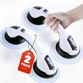 DwellDecor Grab Bars for Bathtubs and Showers, Shower Handle, Heavy Duty Bathroom Handicap Grab Bars, Shower Grab Bars for Seniors, Elderly Assistance Products (Black - 12 Inch (2 Pack))