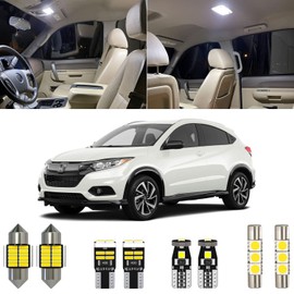 Xpismii 10 Piece 6000K White HRV LED Interior Light Kit Package Replacement for Honda HR-V 2014 2015 2016 2017 2018 2019 2020 2021, with Placement Diagram and Install Tool