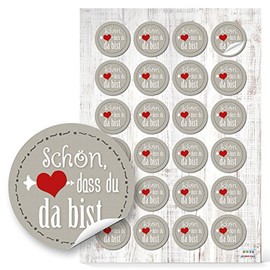 Logbuch-Verlag Schön Dass Du Da Bist Stickers, 4 cm, Various Colours, grey-red
