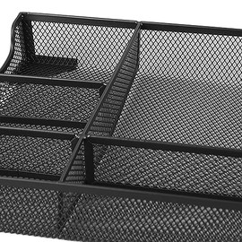 Organizador de Cajones de Malla de Metal, Escritorio Negro para Bandeja Organizadora, Cesta de Oficina Estable, Compartimentos de Papelería           